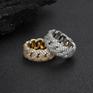 Anillos estilo cadena cubana con diamantes de laboratorio Iced Out, joyería unisex de hip hop, anillos con microincrustaciones de circonitas, regalos de streetwear - Product Image 2