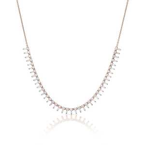 Collares de Diamantes de Oro Sólido 14k 18k, Corte Baguette y Redondo, Diamantes Cultivados en Laboratorio, Solitarios Colgantes, Para Usar en Capas, Para Boda, Cierre de Langosta, Venta al por Mayor - Product Image 5