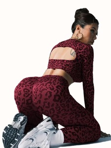 <b>Women</b> Two Piece Activewear Suit Animal Print Gym Bra <b>Top</b> <b>Compression</b> Tummy Control Butt Lifting Running Tights Tracksuit - Product Image 6