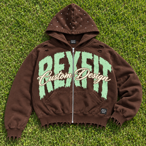 Wholesale Unisex Washed Fleece <b>Hoodie</b> With <b>Large</b> Chest Letter Applique Distressed Print Kangaroo Pocket And Ribbed Cuff OEM - Product Image 2