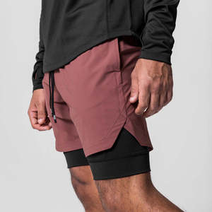 Pantalones Cortos Deportivos 2 en 1 para Hombre, con Logotipo Personalizado OEM, de Secado Rápido, Antiarrugas, con Forro de Compresión, Cintura Elástica, para Entrenamiento al Aire Libre - Product Image 4