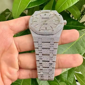 นาฬิกาควอตซ์หรูหราประดับเพชรโมอิสซาไนต์ พร้อมสายแบบ Iced Out ระดับพรีเมียมและเพชรระยิบระยับ สไตล์เครื่องประดับฮิปฮอปสุดหรู - Product Image 5