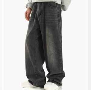 Men High Waist Stonewashed Wide Leg Denim <b>Jeans</b> Cotton Casual Pants Anti Shrink Flat Front <b>Button</b> <b>Fly</b> Autumn Style - Product Image 3