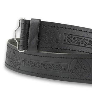 Cinturón de Kilt Escocés con Diseño en Relieve de Cardo Masónico, Accesorio de Vestimenta de Cuero Genuino y Duradero - Product Image 3