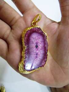 Connecteurs, pendentifs et breloques raffinés en stalactite de quartz solaire rose foncé naturel - Product Image 4