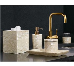 Juego de Baño de 4 Piezas Estilo Marroquí con Incrustaciones de MOP y Resina, Personalizado para el Hogar, Dispensador de Jabón, Portacepillos de Dientes, al Mejor Precio - Product Image 1