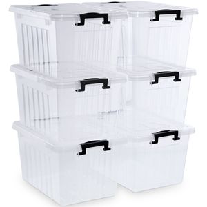 22 Qt Clear <b>Plastic</b> <b>Storage</b> <b>Bins</b> with Lids 6-Pack for Kitchen and Living Room Organization - Product Image 1