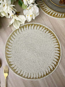 Round Beaded Eco-Friendly Customizable Luxury Wedding <b>Place</b> <b>Mat</b> Bohemian Floral Pattern Handmade Washable Home Decor - Product Image 5