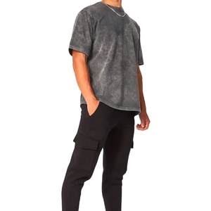 T-shirt lavé à l'acide de haute qualité pour hommes Dernière conception à manches courtes Coupe régulière Services OEM de style High Street disponibles - Product Image 4