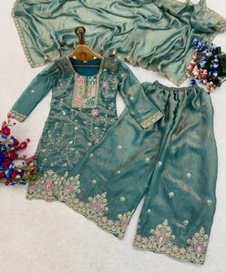 Conjunto Simar con bordado en la parte superior, la parte inferior y la dupatta - Product Image 6