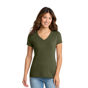 T-shirt pour femme de haute qualité à col en V, en mélange de coton doux et respirant, à manches courtes, vêtement décontracté, logo personnalisé, fournisseur d'usine OEM - Product Image 5
