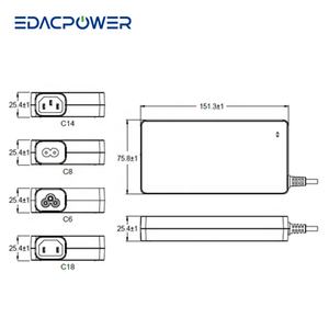 Adaptateur secteur AC/DC médical EDAC POWER GaN 12~56V 135W-180W 95% d'efficacité C14/C8/C6/C18 EM1180 pour usage médical - Product Image 2