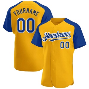 Nueva Llegada, Jersey de Béisbol Amarillo y Azul, Tejido Transpirable de Secado Rápido, Colores Personalizados, Fabricante OEM ODM - Product Image 1