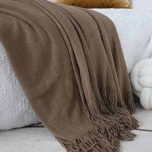 Cozy Soft Coffee Acrylic Knitted <b>Throw</b> Blanket Warm Stylish Decorative Bed <b>Sofa</b> Living Room or Couch <b>Cover</b> - Product Image 3