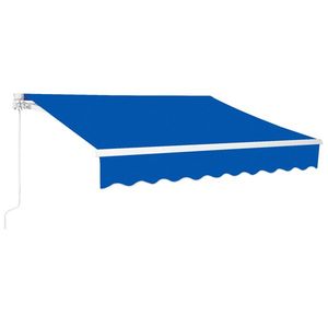 Tenda da Sole Retrattile Blu 339,9 cm P x 300 cm L x 150 cm A, Funzionamento Manuale con Telaio in Acciaio e Telo in Poliestere - Product Image 1