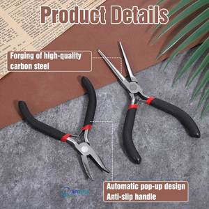 Juego de 2 Pinzas de Acero Inoxidable con Punta Pequeña, Mini Pinzas para Joyería, Punta Larga y Curva para Fabricación de Joyería, Reparación y Envoltura de Alambres - Product Image 4