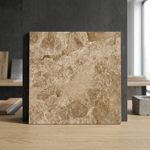 Carreaux de sol en porcelaine effet marbre brun Breccia 600x600mm polis antidérapants résistants aux acides pour les intérieurs de hall - Product Image 4