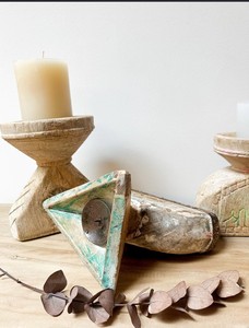 Vintage Wooden Bijni Candle Holder Stand Floral Hand Carved <b>Console</b> <b>Table</b> Coffee <b>Table</b> Entryway Living Room Bedroom Shelf Dining - Product Image 1