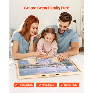 Tablero Giratorio Portátil para Rompecabezas de 1000 Piezas con 5 Cajones y Cubierta, Mesa de Madera de 29x21, Accesorios para Rompecabezas para Adultos - Product Image 3