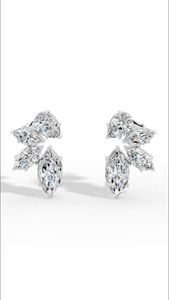 Elegantes Pendientes de Plata de Ley 925 con Diamantes de Laboratorio en Corte Marquesa y Pera, y Circonita Cúbica para Mujer - Product Image 3