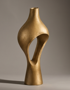 Contemporary Metallic Gold Vase Unique Sculpted Cutout Design <b>Tall</b> Flower <b>Pot</b> for Living Room Interior Design Bulk Supply - Product Image 2