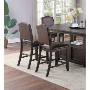 Design classico rustico Espresso con rifinitura in ecopelle seggioloni Set di 2 con cuscino in schiuma altezza per sala da pranzo - Product Image 3