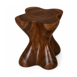 Modern Artistic Suar Wood <b>Side</b> <b>Table</b> Sculptural Organic Contemporary Accent <b>Table</b> Durable Natural Dark Grain Design - Product Image 2