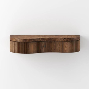 Tocador de maquillaje de madera montado en la pared Tocador flotante que ahorra espacio con aspecto limpio para dormitorio o apartamento pequeño - Product Image 1