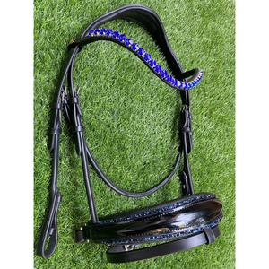 Brida de Doma Ecuestre de Cuero Enrollado de Primera Calidad con Diademas de Cristal y Narquileras Acolchadas Suaves, Equipo para Caballos - Product Image 6