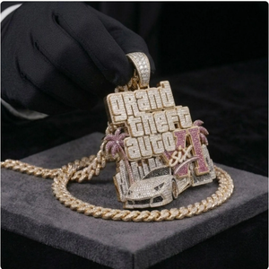 Pendentif Grand Theft Auto VI Iced Out avec diamants Moissanite, bijou de luxe, breloque, vente en gros - Product Image 5