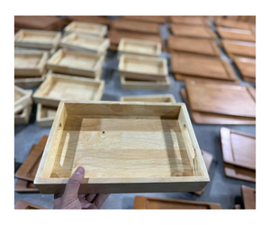 Wooden Tray Set of 2 Rustic Wood Serving Tray With Handles for <b>Breakfast</b> - Product Image 1