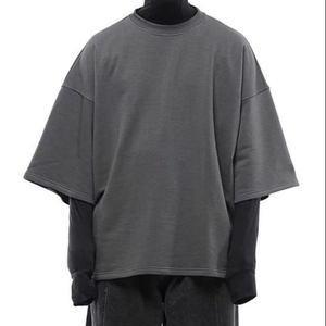 Camiseta de algodón extragrande para hombre, cuello redondo, manga corta, color liso, tejido de punto, estilo casual urbano - Product Image 1