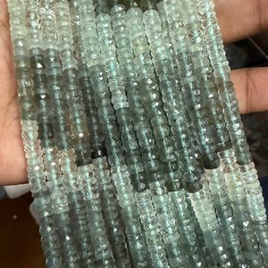 Cuentas de Aguamarina Azul Cielo 100% Naturales, Facetadas, en Forma de Neumático, de 5mm-6mm, 13 Pulgadas, Certificadas por CMA, para Joyería y Manualidades - Product Image 1