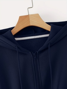 Custom Printed Front Logo Winter Terry Fabric <b>Cropped</b> Hooded <b>Zip</b>-<b>Up</b> Women's Oversize Hoodies 100% Cotton Heavyweight Cotton - Product Image 4