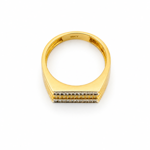 Mens 18KT Yellow Gold Triple Row Micro Pave Cubic Zirconia <b>Ring</b> Geometric <b>Statement</b> Band Luxury Wedding Party Gift Jewelry - Product Image 4