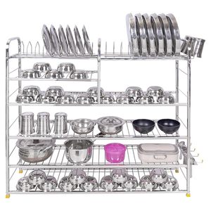 Escurridor de Platos de Cocina de 5 Niveles, Estante de Almacenamiento Metálico Multifuncional, Organizador de Pie - Product Image 1