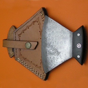 Cuchillo para Pizza de Damasco Hecho a Mano con Funda de Cuero, Cuchillo Tipo Baldeira de Espiga Completa para Cocina Profesional y Barbacoa - Product Image 3