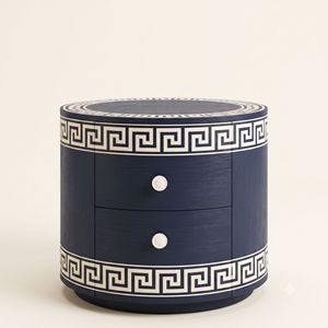 Table de chevet de luxe faite à la main avec incrustations en os, 2 tiroirs, en bois, style moderne, pour chambre à coucher, salon, maison - Product Image 1