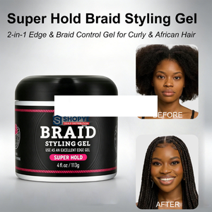 Private Label 4oz Super Hold <b>Braid</b> Styling Gel <b>Long</b> Lasting Frizz-Free Edge Tamer for Strong Hold Curly Hair - Product Image 3