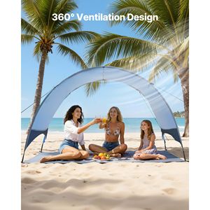 Tenda da Spiaggia per 3 Persone UPF 50+ con Borsa per il Trasporto e Picchetti per il Fissaggio a Terra per l'Estate - Product Image 4