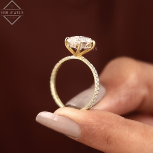 Bague de luxe en diamant marquise en or jaune avec pavé de diamants, pour fiançailles, mariage, bijoux de mariée, cadeau pour femme, fournisseur de bijoux fins - Product Image 5