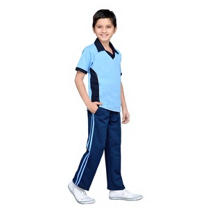 Custom Design Boys Solid Polo T-Shirt and Pants Set Polyester Short Sleeve Sports Uniform with SMART FABRIC for School - Product Image 5