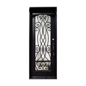 Royal Luxury Rust-resistant Wrought Iron Entrance Door <b>Swing</b> Easy Assembly Arched Glass Panel Intricate Pattern Design - Product Image 2