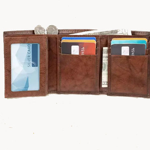 ELEGANT CORPORATION Men's Genuine Leather Trifold <b>Wallet</b> Vintage Style Multi-Card <b>Holder</b> Short Fold Closure Daily Use Brown - Product Image 3