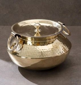 Hammered Brass Buffet Casserole Pot with Lid Handmade Food Serving Dish Dining Table Kitchenware Bulk Wholesale Supplier - Product Image 1