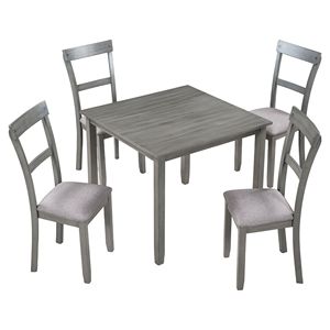 Set da Pranzo Industriale in Legno a 5 Pezzi, Tavolo da Cucina Grigio e 4 Sedie per Sala da Pranzo - Product Image 4