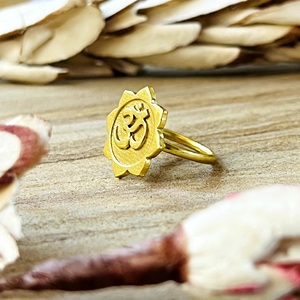 <b>Top</b> New Arrival Om Ring Tribal Brass Ring For <b>Women</b> 18k Gold Plated Spiritual Lotus Signet Yoga Jewelry For Wholesale/OEM/ODM - Product Image 2