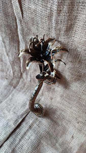 Poignée de porte en fer forgé résistante à la rouille, motif floral et finition galvanisée, pour portails - Product Image 3