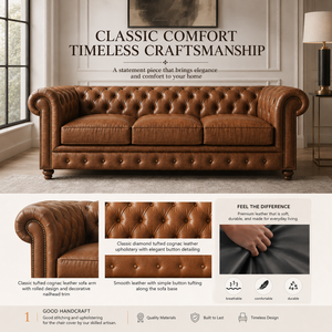 Luxury Brown Leather Chesterfield <b>Sofa</b> 3 Seater Manufacturer Tufted Couch for Hotel Lobby Living Room Export - Product Image 4