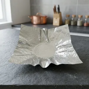 Handmade Steel Decorative Bowl <b>Square</b> Textured Serving Dish Modern Metal Centerpiece for Home Decor Dining <b>Table</b> <b>Kitchen</b> - Product Image 1